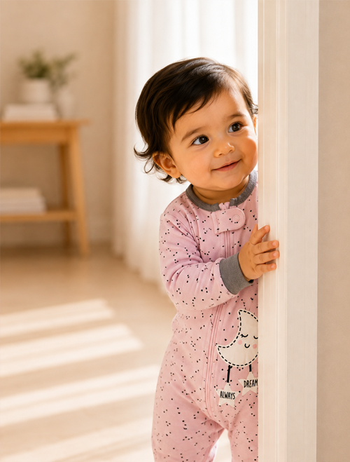 Pink love printed sleepsuit