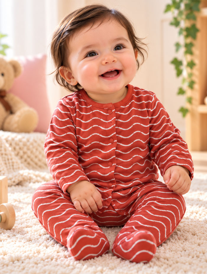 Burnt orange button sleep suit