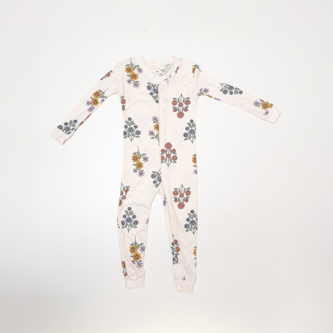 BEIGE FLORAL ZIPPER ROMPER