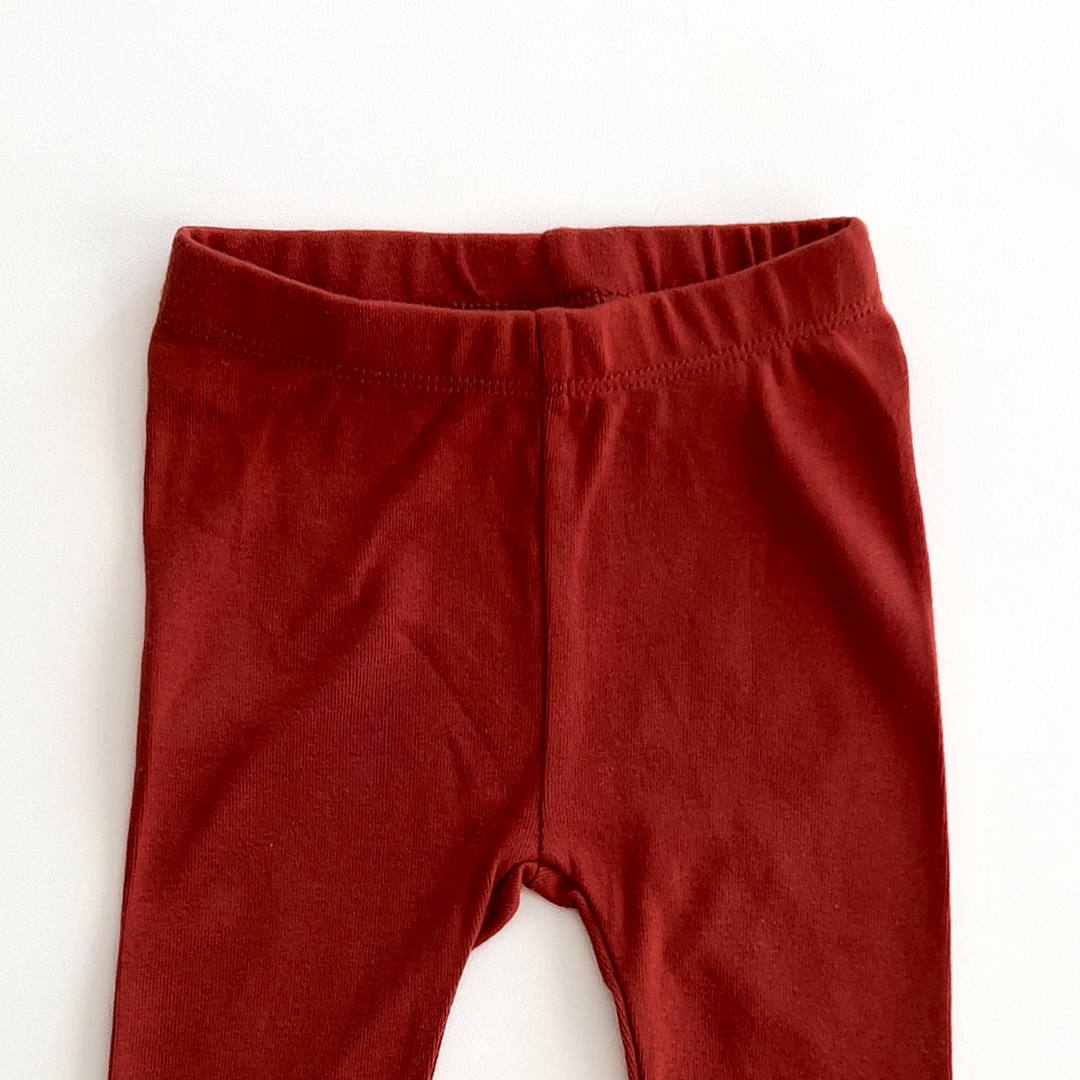 d BRICK RED PLAIN COTTON PANTS