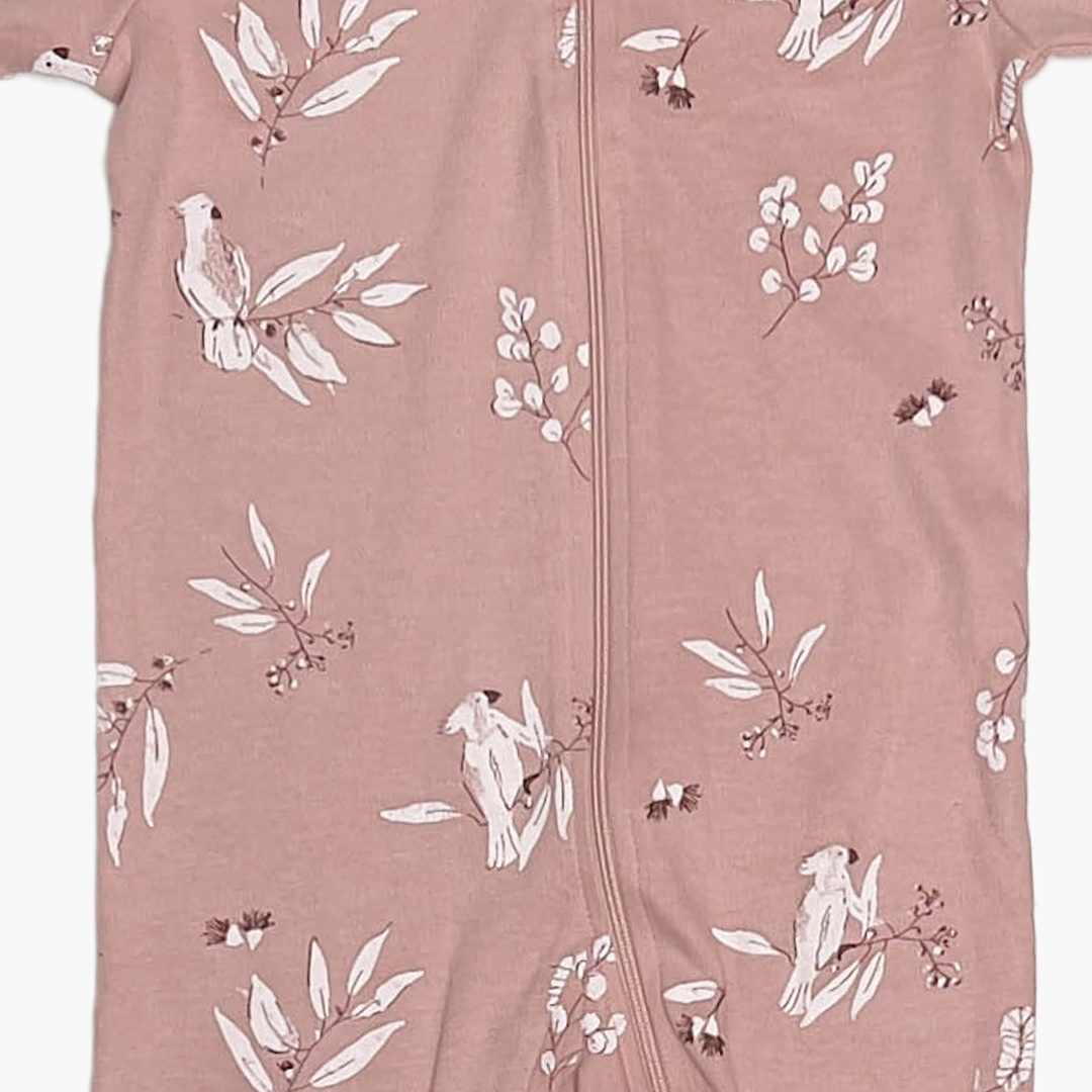 BROWN PATTERNED ZIPPER SLEEPSUIT