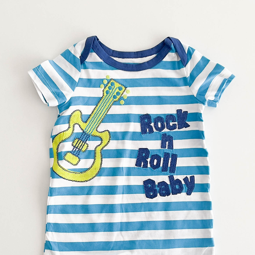 BLUE AND WHITE STRIPED JUMPSUIT