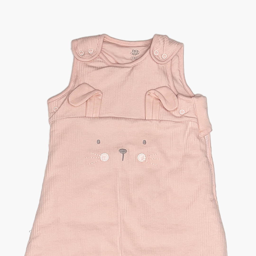 PEACH RIBBED CAT FACE SLEEPING BAG