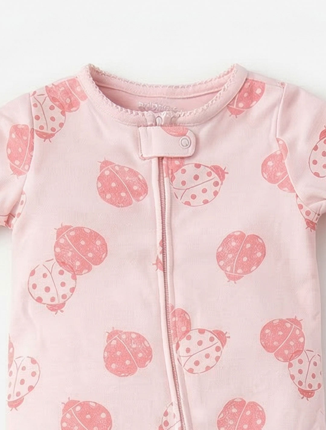 PINK LADYBUG ZIPPER SLEEPSUIT
