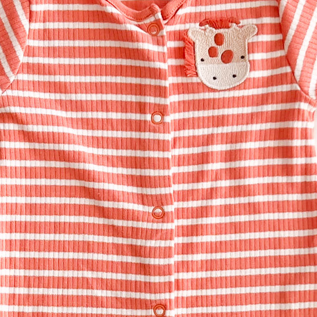 ORANGE BROWN RIBBED ROMPER