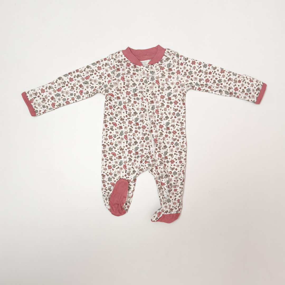 PINK FLORAL PRINTED SLEEPSUIT