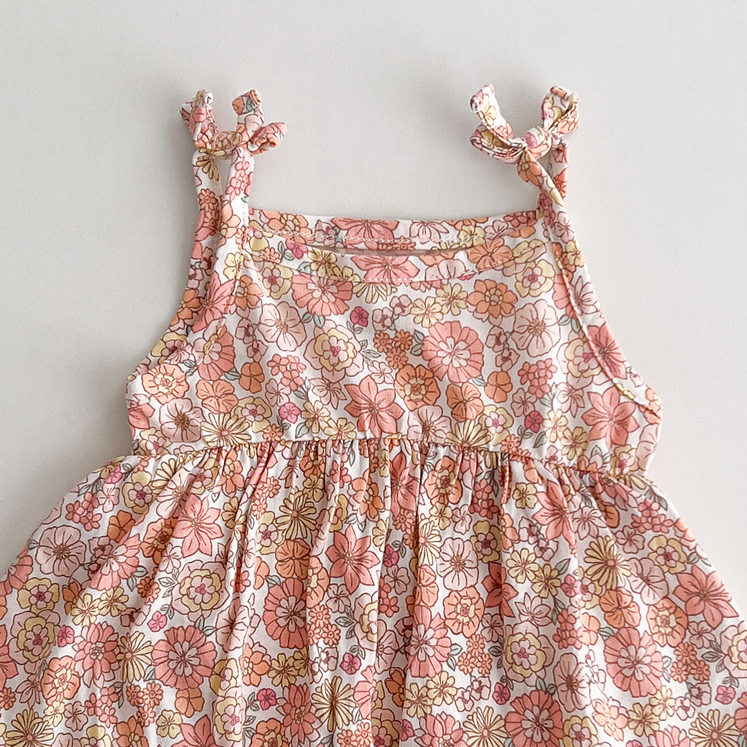 Pink floral cotton sunsuit