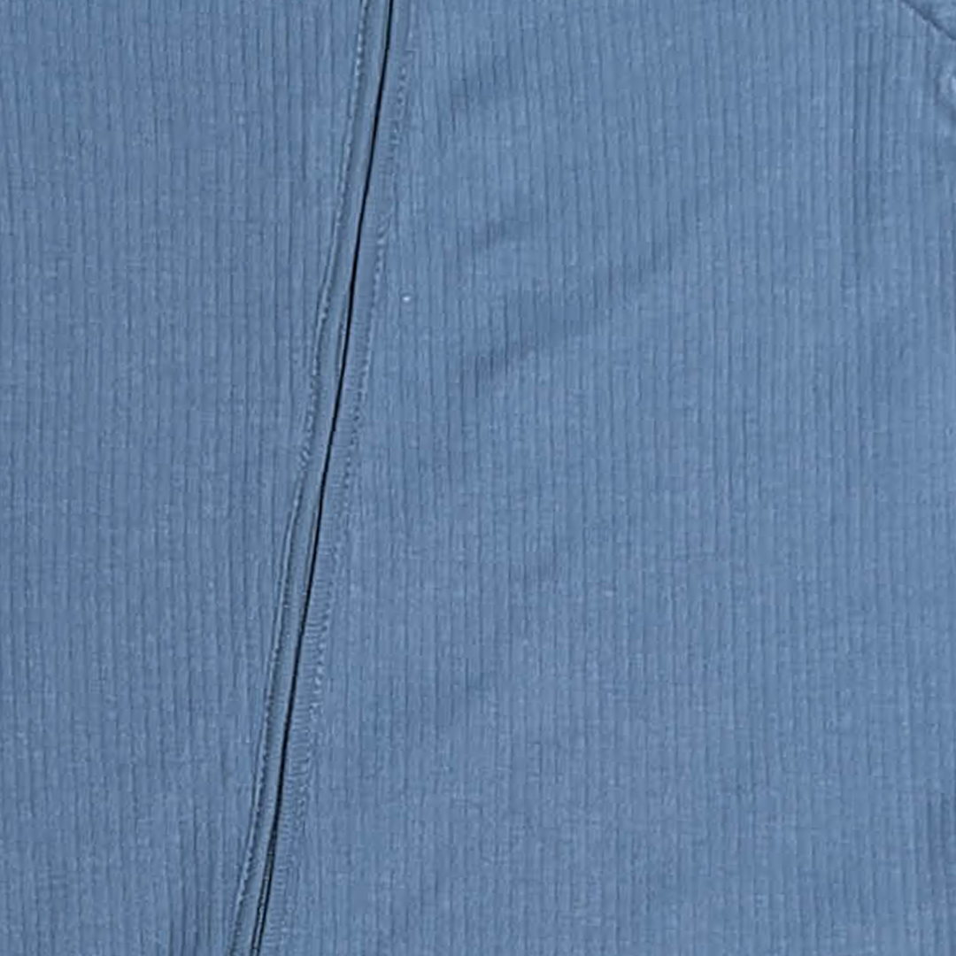 BLUE ZIPPER RIBBED JUMPSUIT