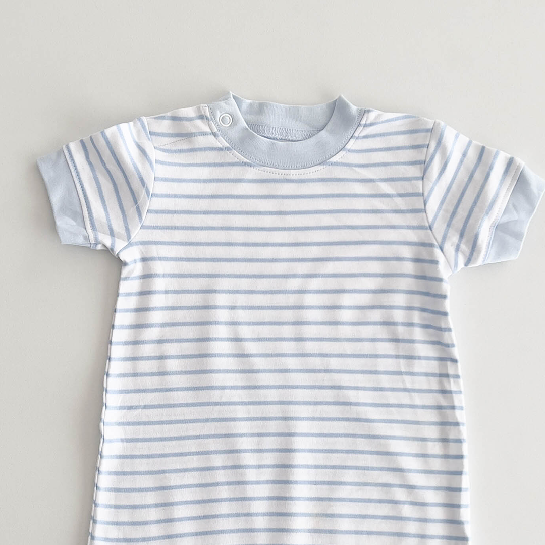 BLUE AND WHITE BOYS STRIPED JUMPSUIT