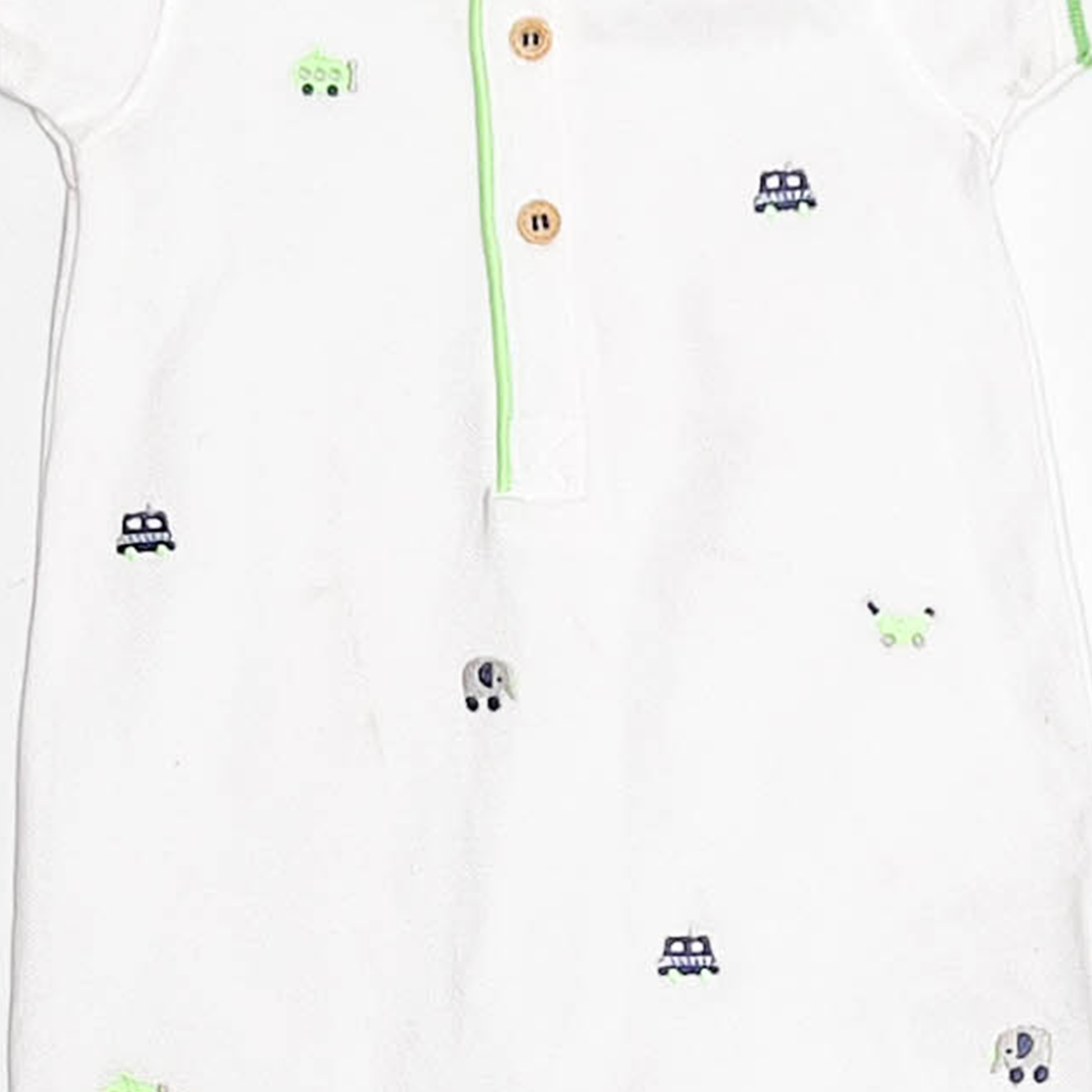 PREMIUM WHITE CAR PATTERNED JUMPSUIT