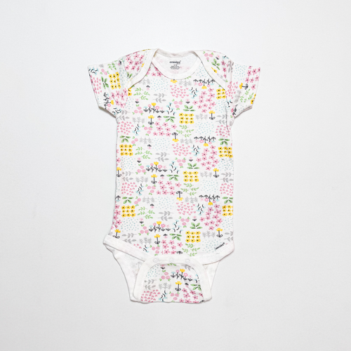 WHITE FLORAL PRINTED ONESIE