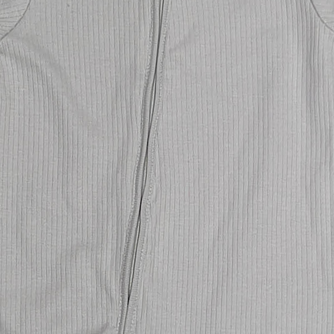 BLUE GREY RIBBED ZIPPER JUMPSUIT