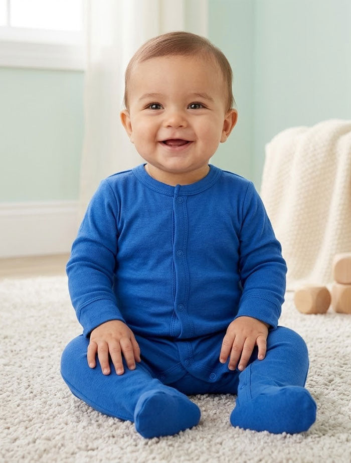 Royal blue button sleepsuit