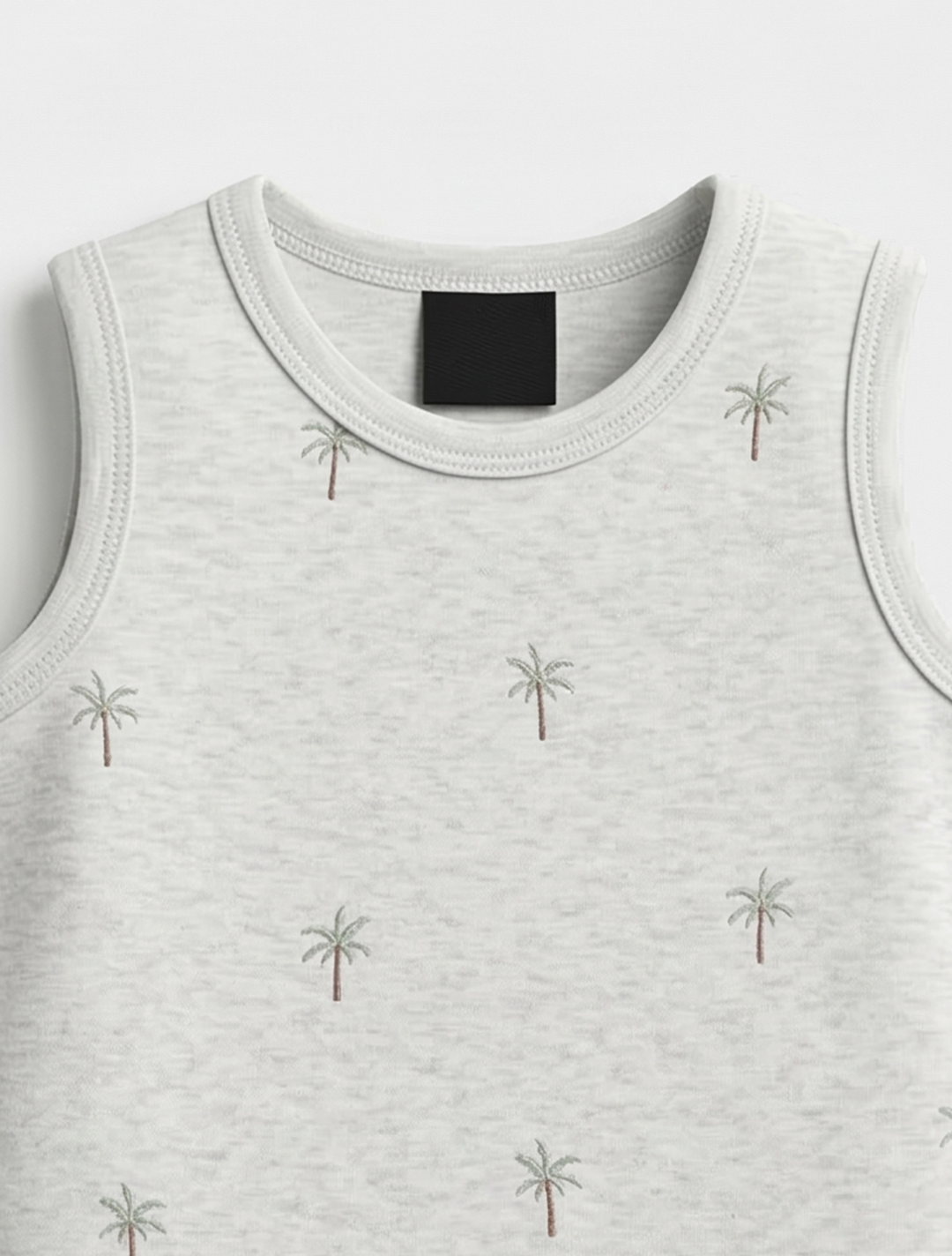 GREY SLEEVELESS PATTERNED ONESIE