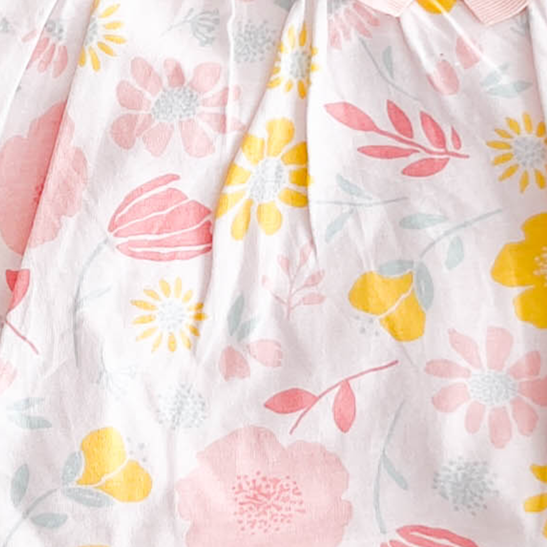 PINK FRILLED FLORAL FROCK