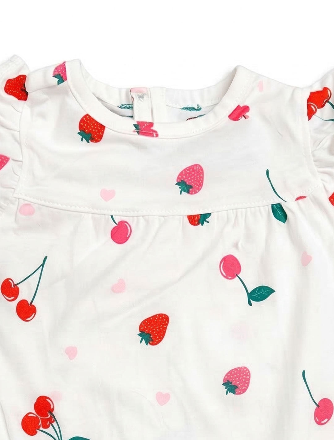 WHITE STRAWBERRY PRINTED FANCY ONESIE