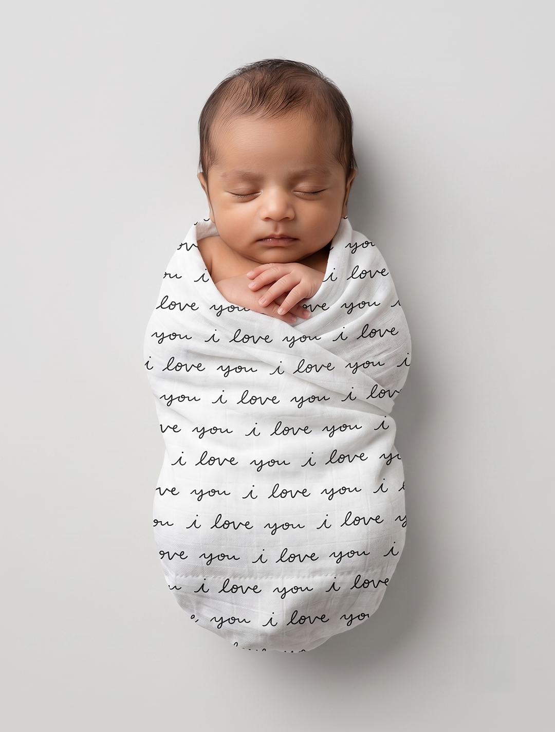 White printed muslin swaddle