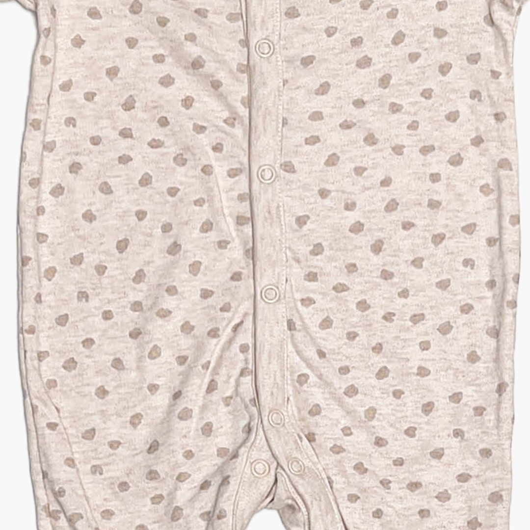 TAN PATTERNED BUTTON ROMPER