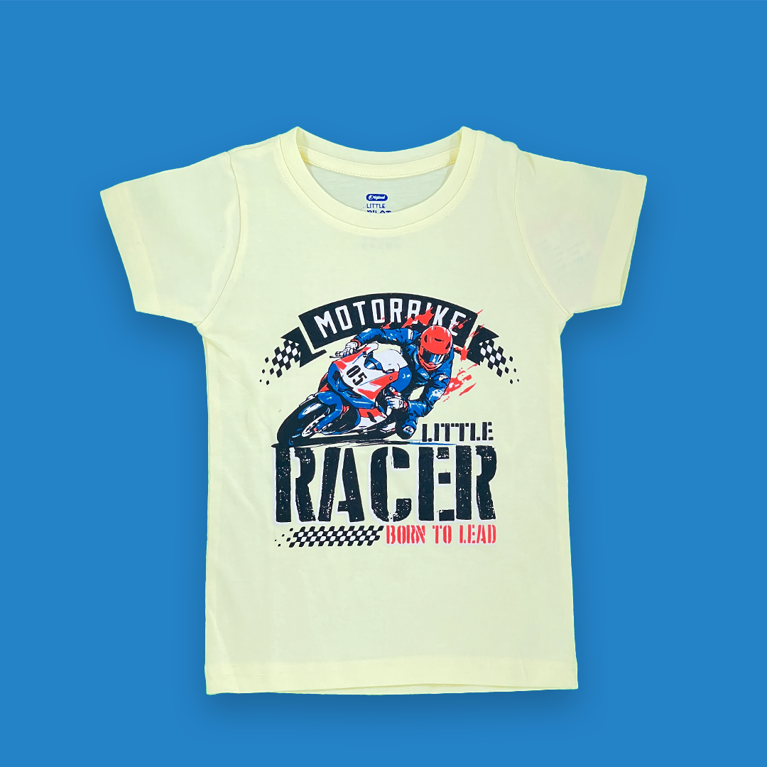 Boys Motor Bike Racer Print T-shirt And Shorts Set