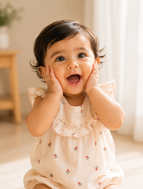 Floral ruffled muslin fancy onesie
