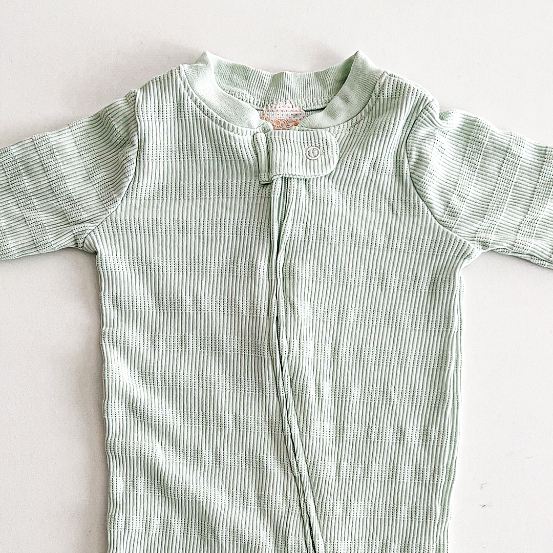 MINT GREEN RIBBED SLEEPSUIT