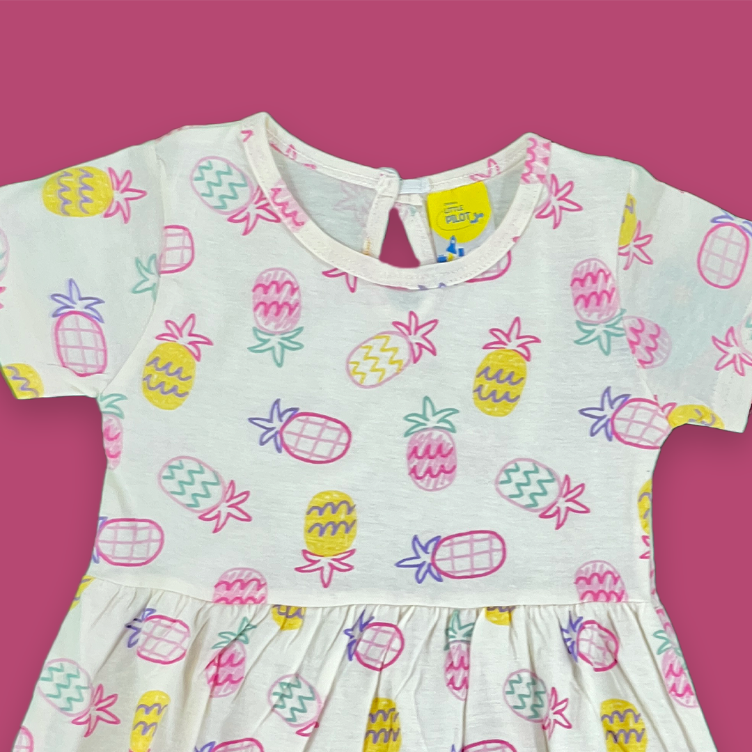 Pineapple print Light Vegas gold color Girls Frok | 3-4 Years |