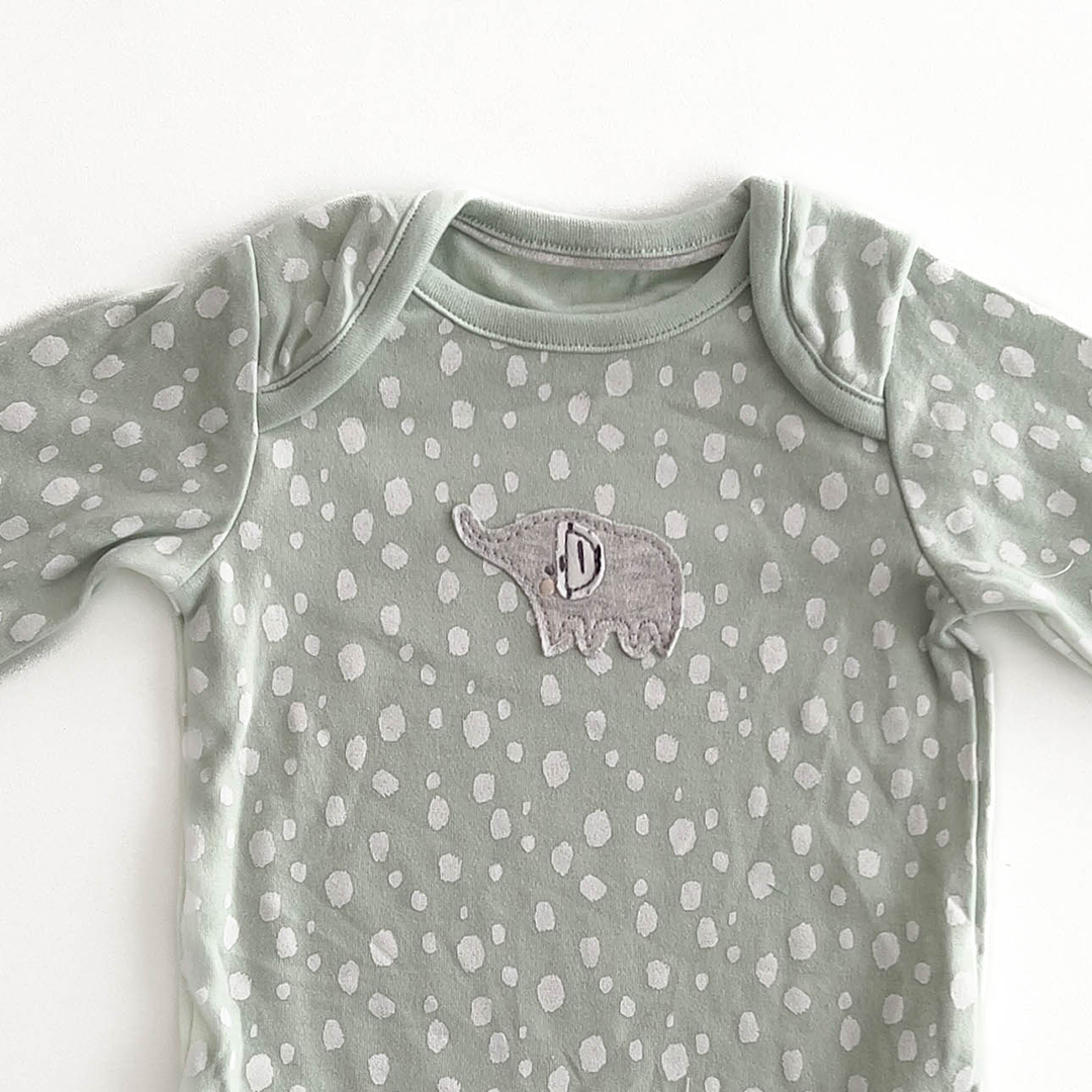 SAGE GREEN PATTERNED ONESIE