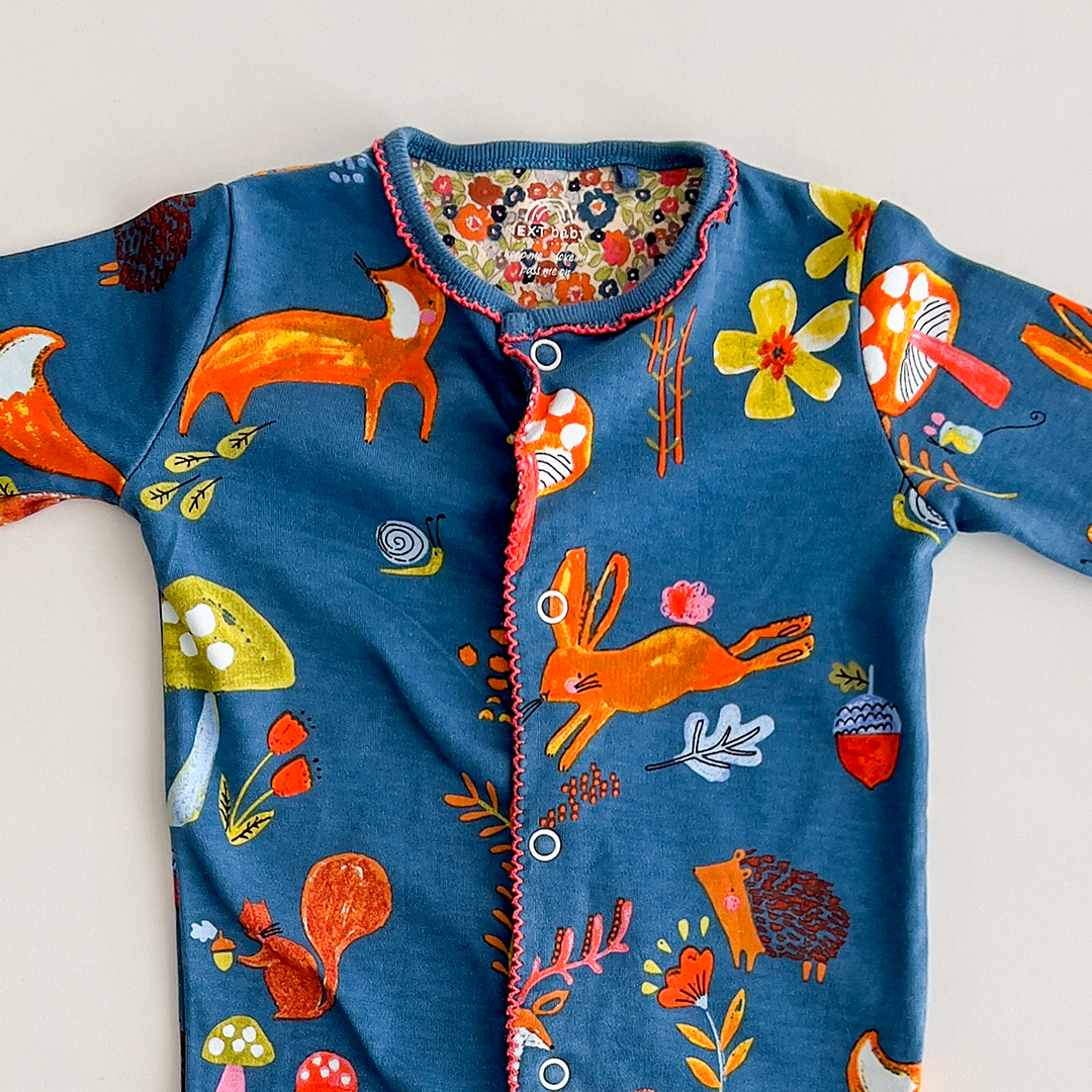 ORANGE AND  BLUE PRINTED SLEEPSUIT