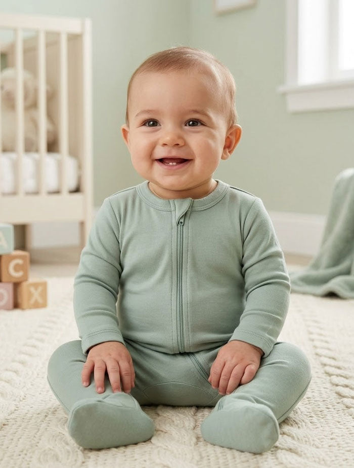 Sage green 2 way zipper sleepsuit
