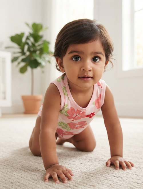 Pink floral girls onesie