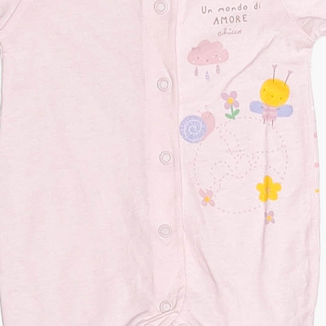 BABY PINK PRINTED SLEEPSUIT
