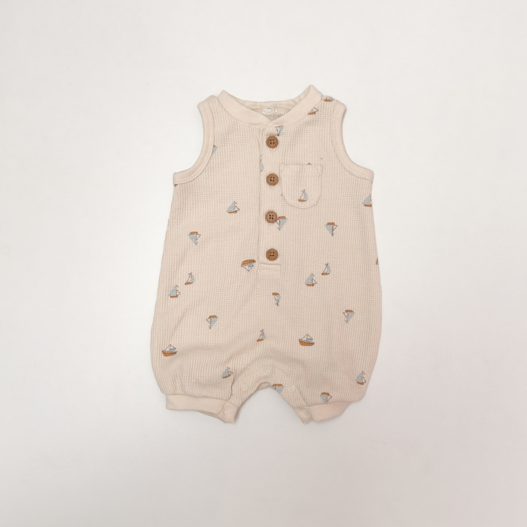 BEIGE KNITTED BUTTON JUMPSUIT