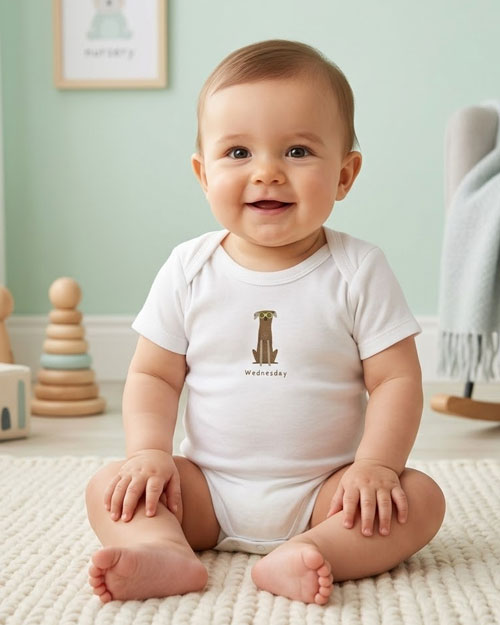 Wednesday printed onesie