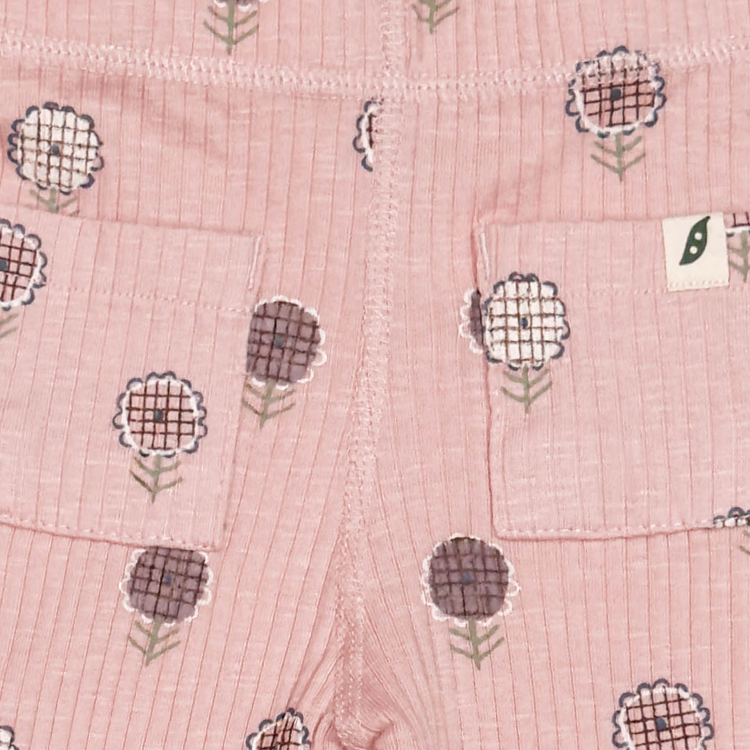 PINK RIBBED FLORAL PANT