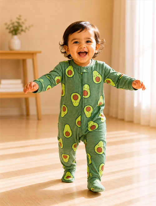 Green avocados printed sleepsuit