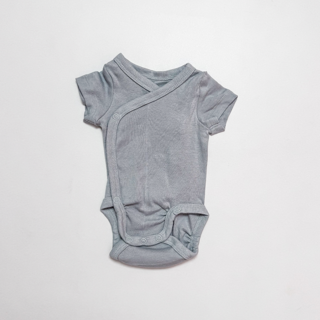 GREY BLUE WRAPOVER ONESIE