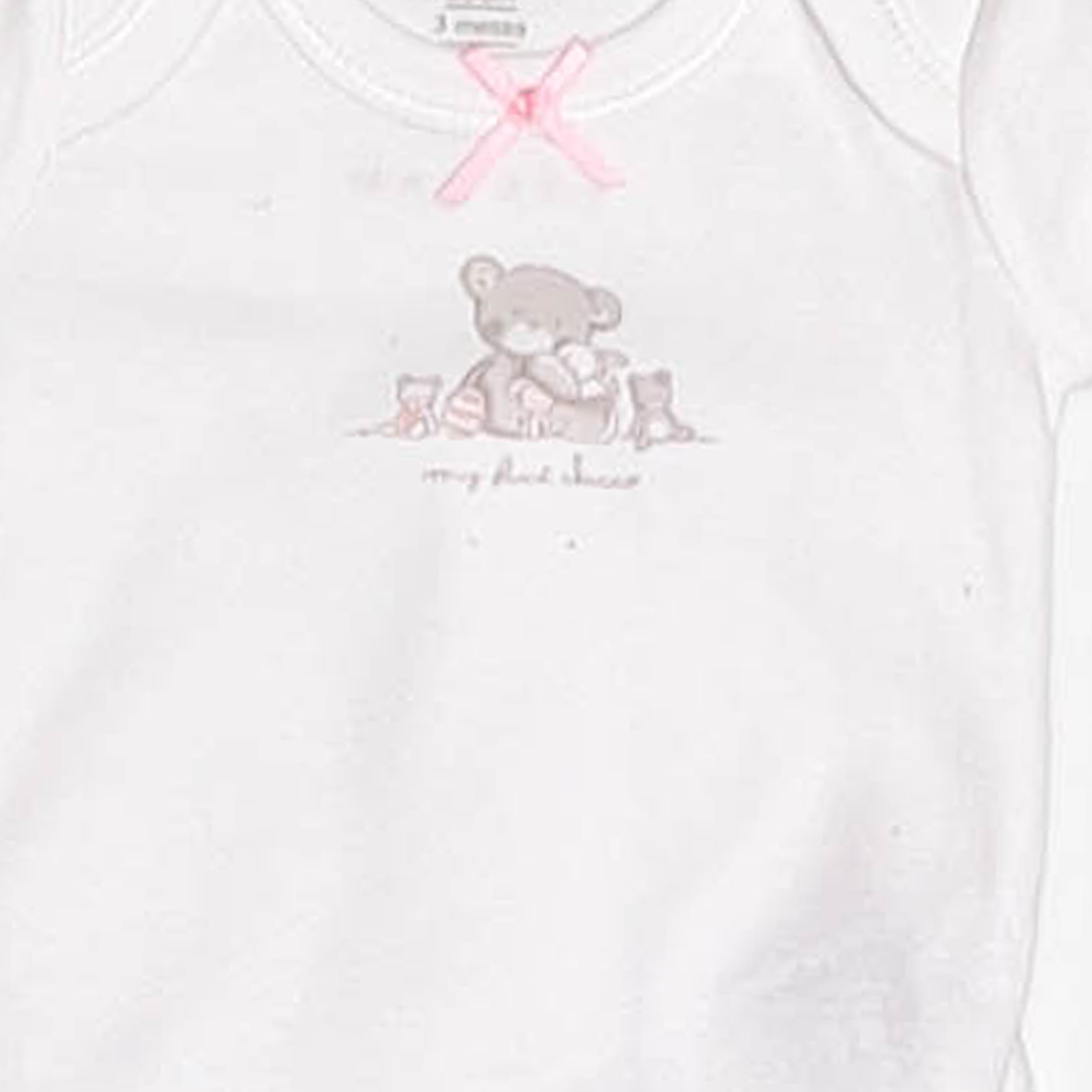 WHITE TEADDY PRINTED ONESIE