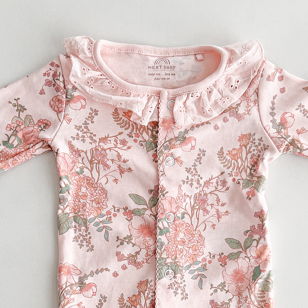 BABY PINK FLORAL SLEEPSUIT