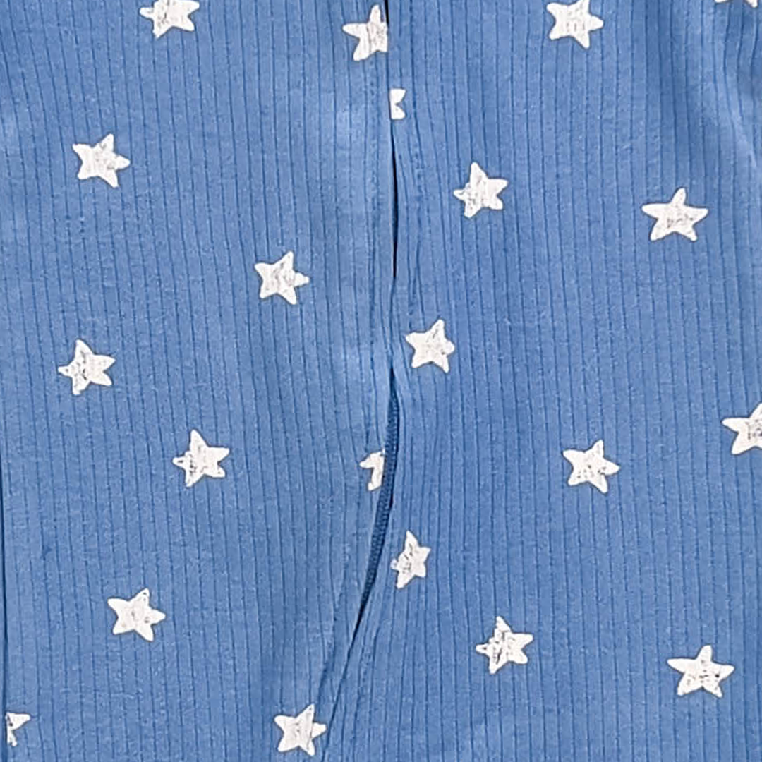 BLUE STAR RIBBED SLEEPSUIT