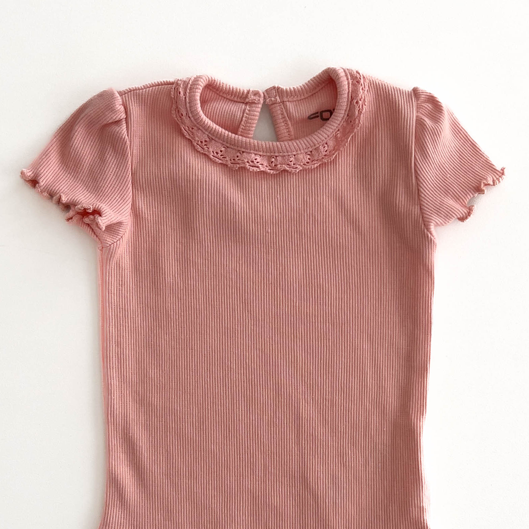 PEACH RIBBED ONESIE