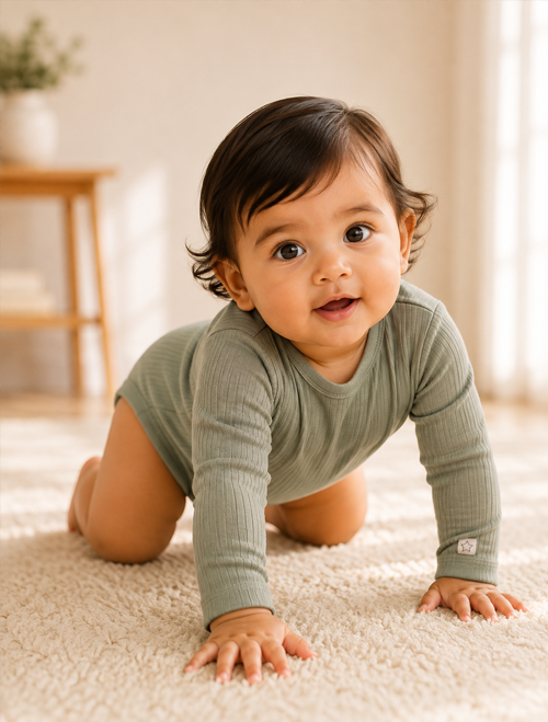 Sage green ribbed onesie