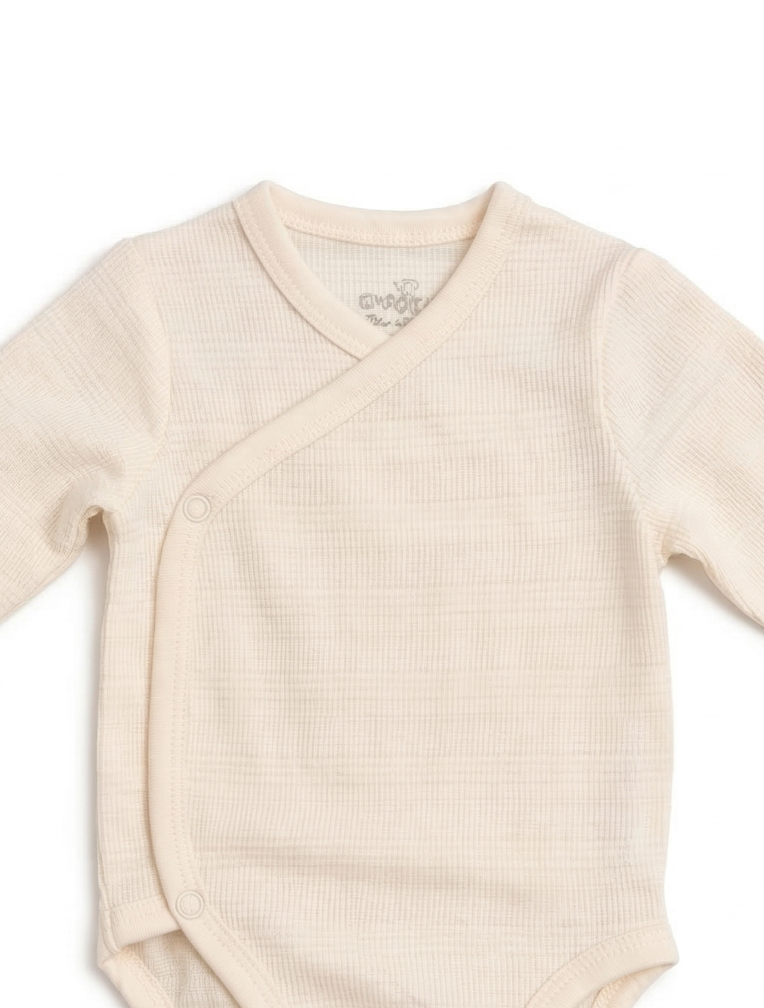 BEIGE KNITTED UNISEX WRAPOVER ONESIE