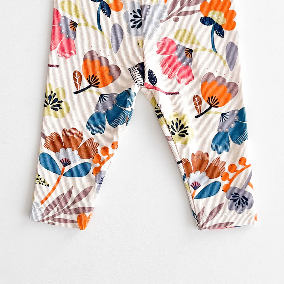 RIBBED FLORAL PANTS