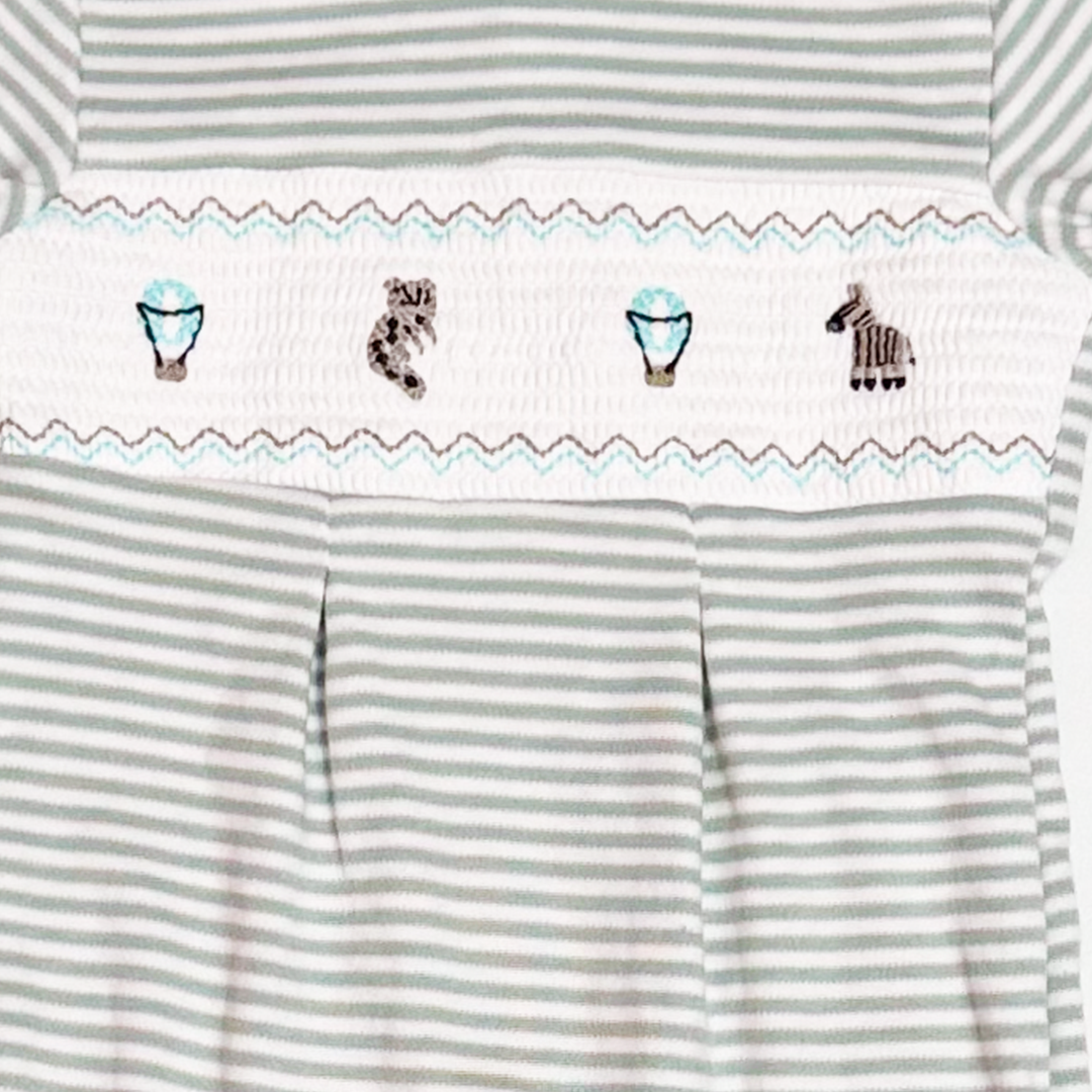 SAGE GREEN STRIPED SLEEPSUIT