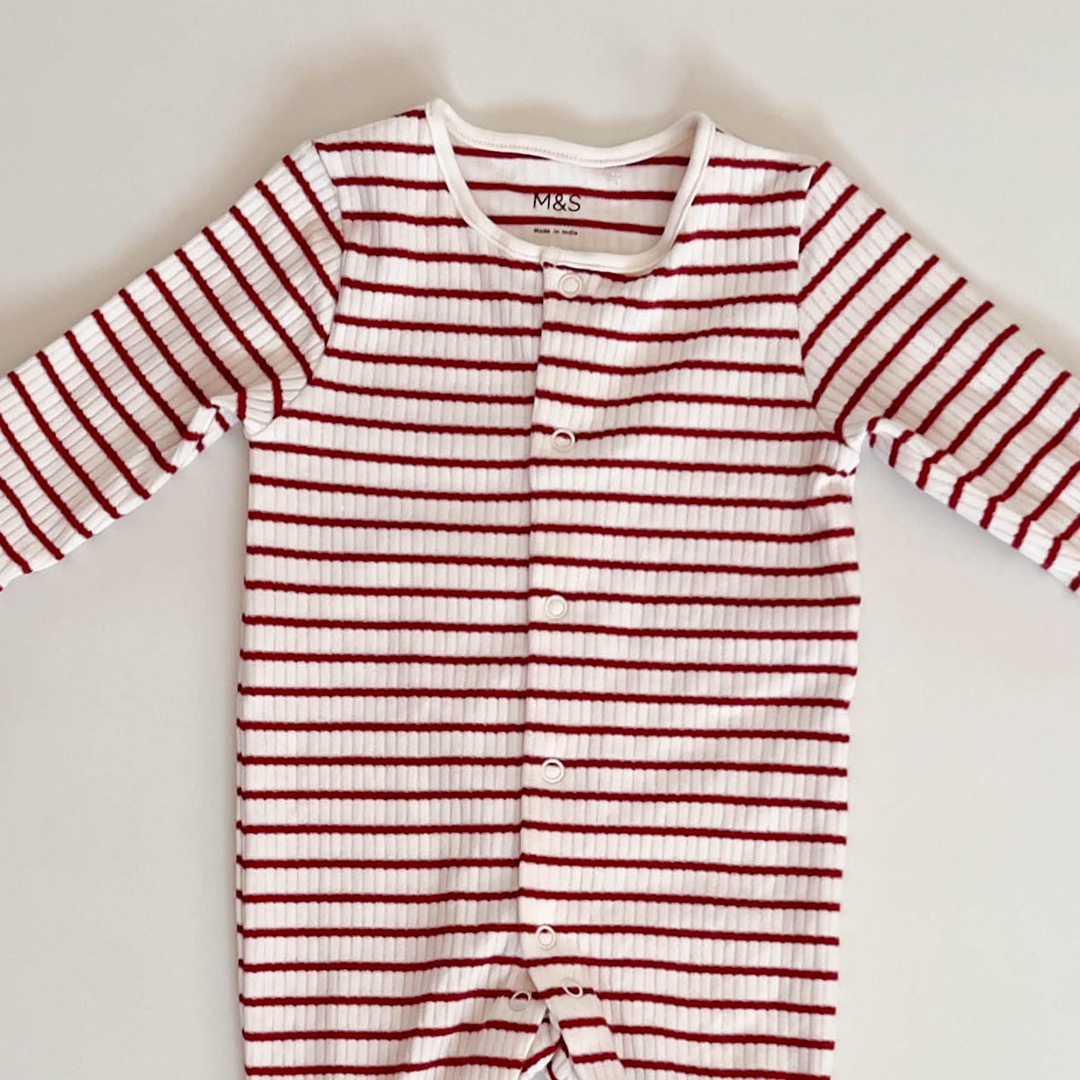 RED AND WHITE STRIPED ROMPER