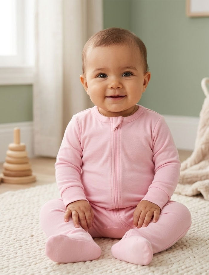 Pink 2 way zipper sleepsuit