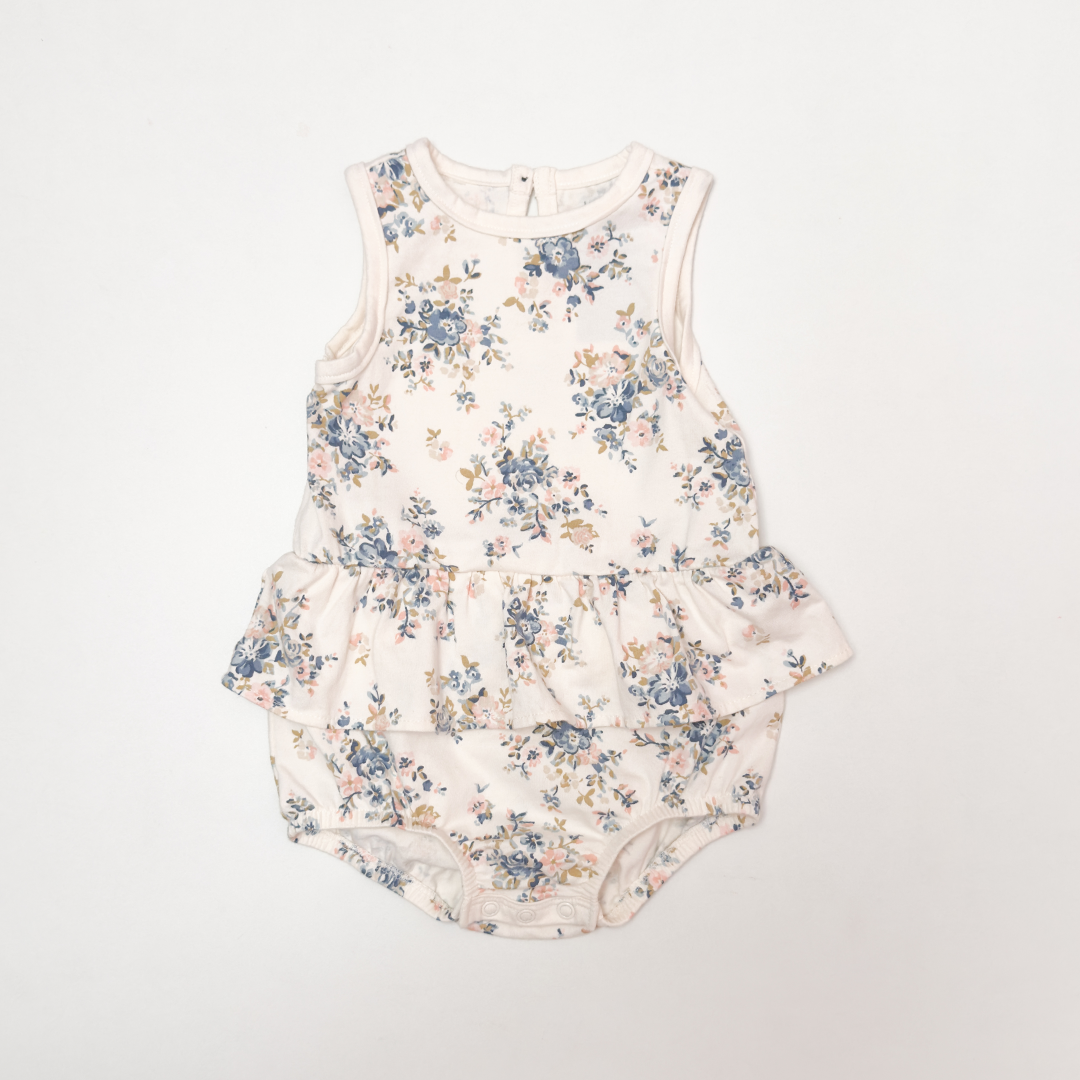 OFF WHITE FLORAL RUFFLE SUNSUIT