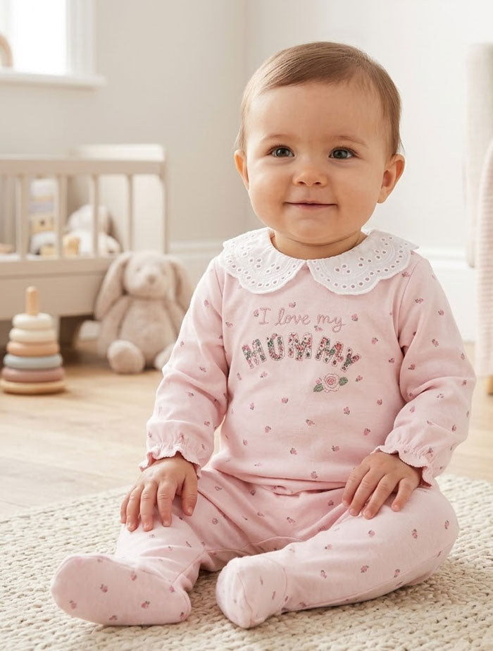 Pink floral printed sleepsuit