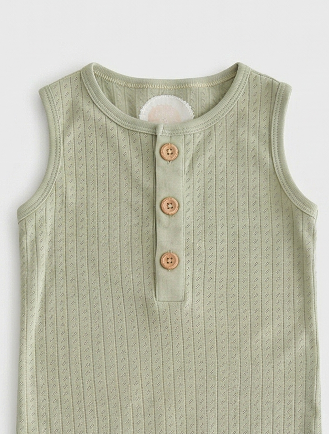 GREEN POINTELLE SLEEVELESS ROMPER