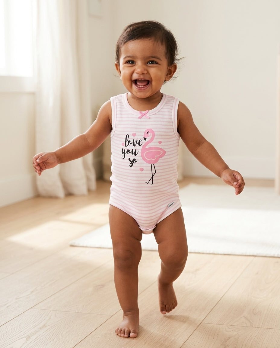Pink stripes girls onesie